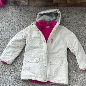 Hot pink and white parka 2 in one coat